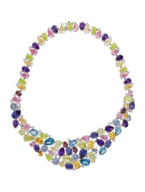 CZ by Kenneth Jay Lane Cubic Zirconia Mosaic Collar Necklace