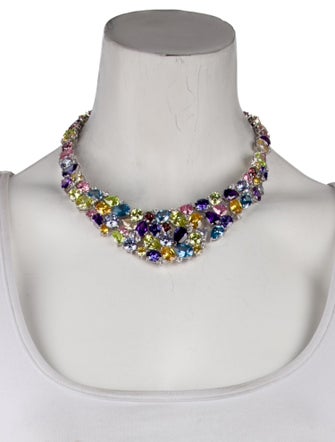 CZ by Kenneth Jay Lane Cubic Zirconia Mosaic Collar Necklace