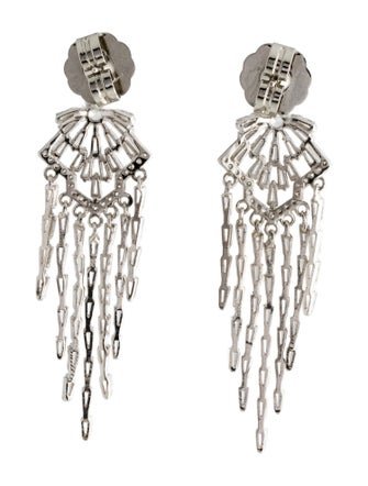 CZ by Kenneth Jay Lane Cubic Zirconia Ornate Fringe Earrings
