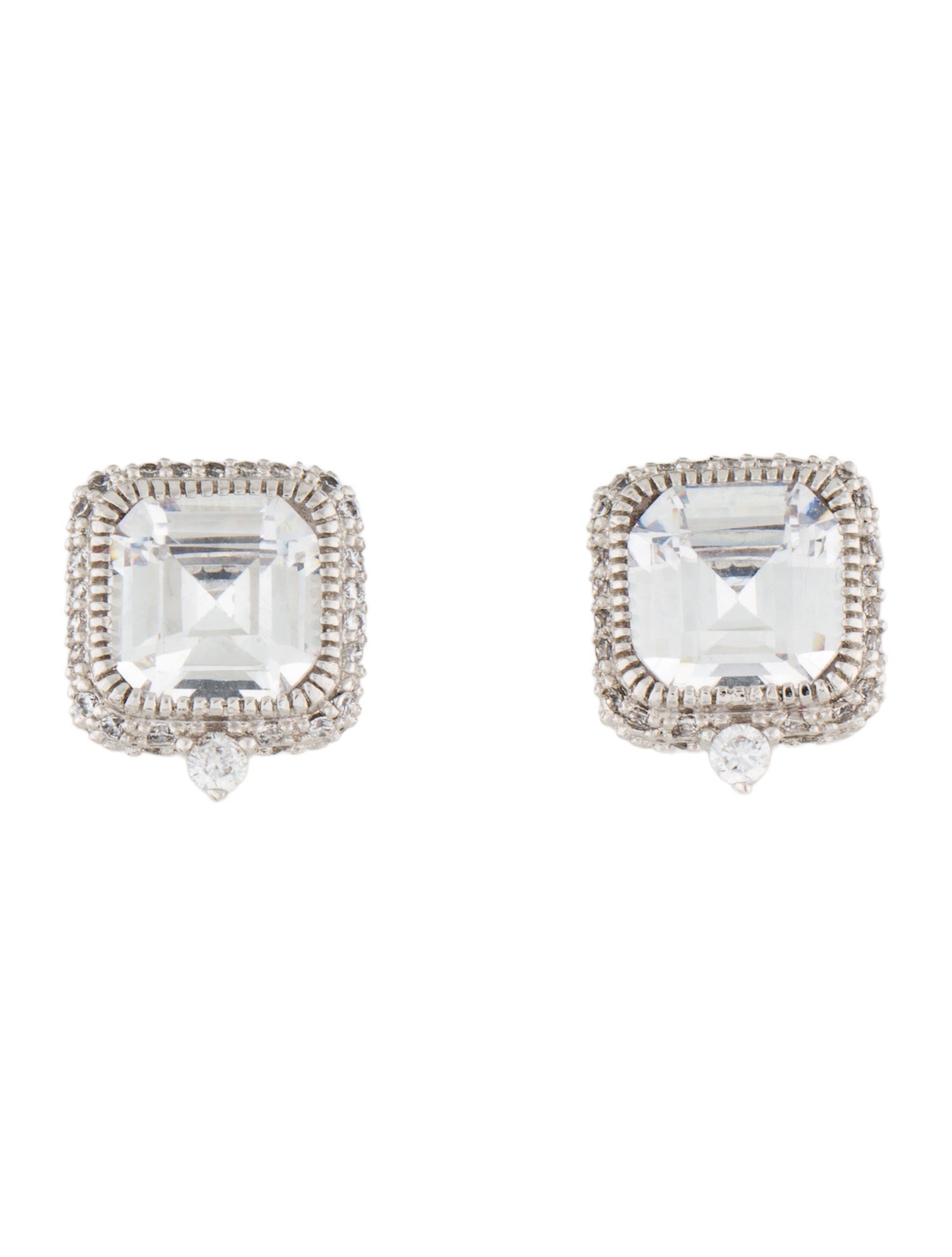 CZ by Kenneth Jay Lane Double Halo Stud Earrings