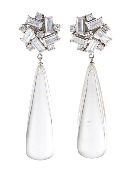 CZ by Kenneth Jay Lane Resin & Cubic Zirconia Teardrop Earrings