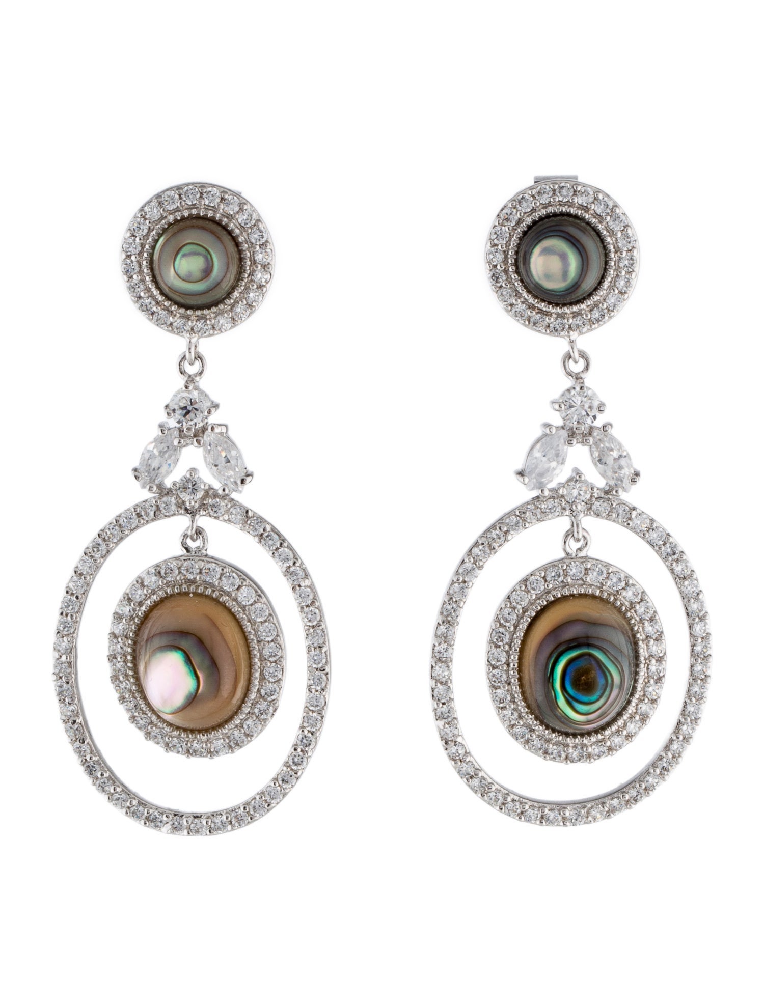 CZ by Kenneth Jay Lane Mother Of Pearl & Cubic Zirconia Drop Earrings