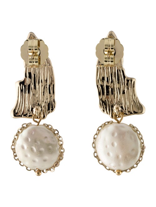 CZ by Kenneth Jay Lane Faux Pearl, Cubic Zirconia & Enamel Drop Earrings