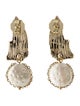 CZ by Kenneth Jay Lane Faux Pearl, Cubic Zirconia & Enamel Drop Earrings