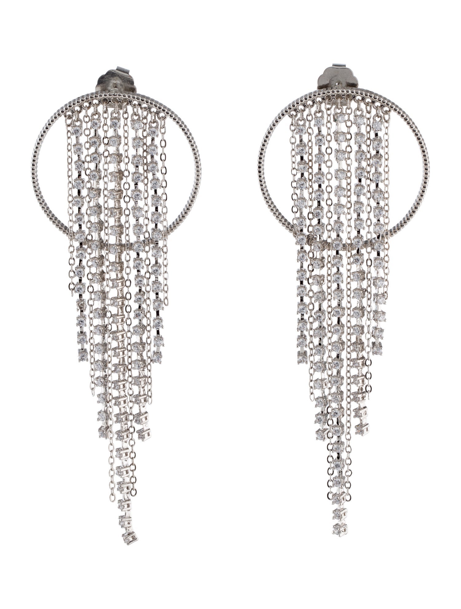 CZ by Kenneth Jay Lane Cubic Zirconia Tassel Hoop Earrings