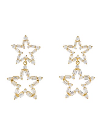 CZ by Kenneth Jay Lane Cubic Zirconia Star Drop Earrings
