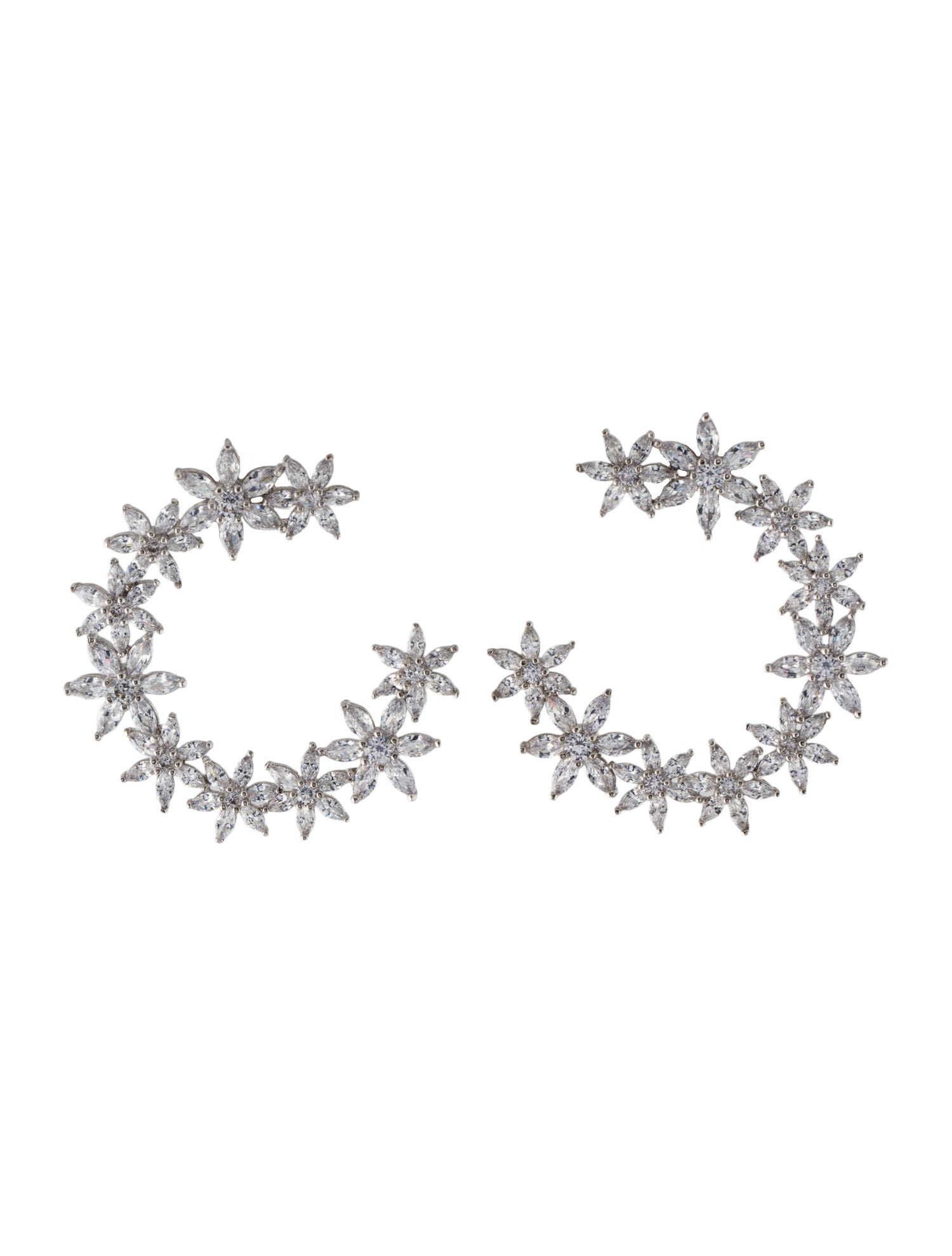 CZ by Kenneth Jay Lane Cubic Zirconia Open Circle Flower Drop Earrings