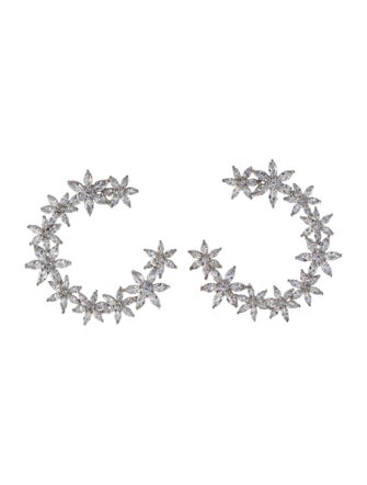 CZ by Kenneth Jay Lane Cubic Zirconia Open Circle Flower Drop Earrings