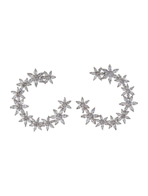 CZ by Kenneth Jay Lane Cubic Zirconia Open Circle Flower Drop Earrings