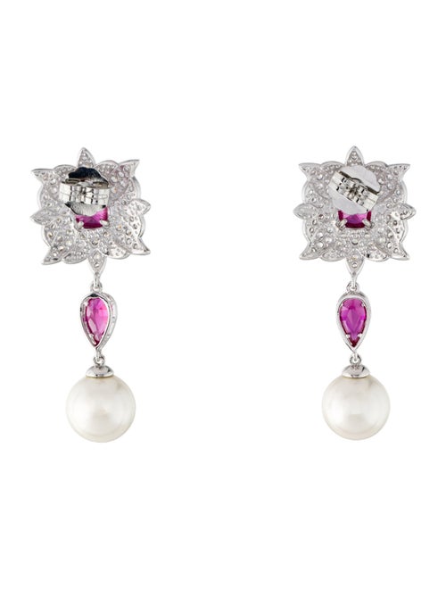 CZ by Kenneth Jay Lane Cubic Zirconia & Faux Pearl Drop Earrings