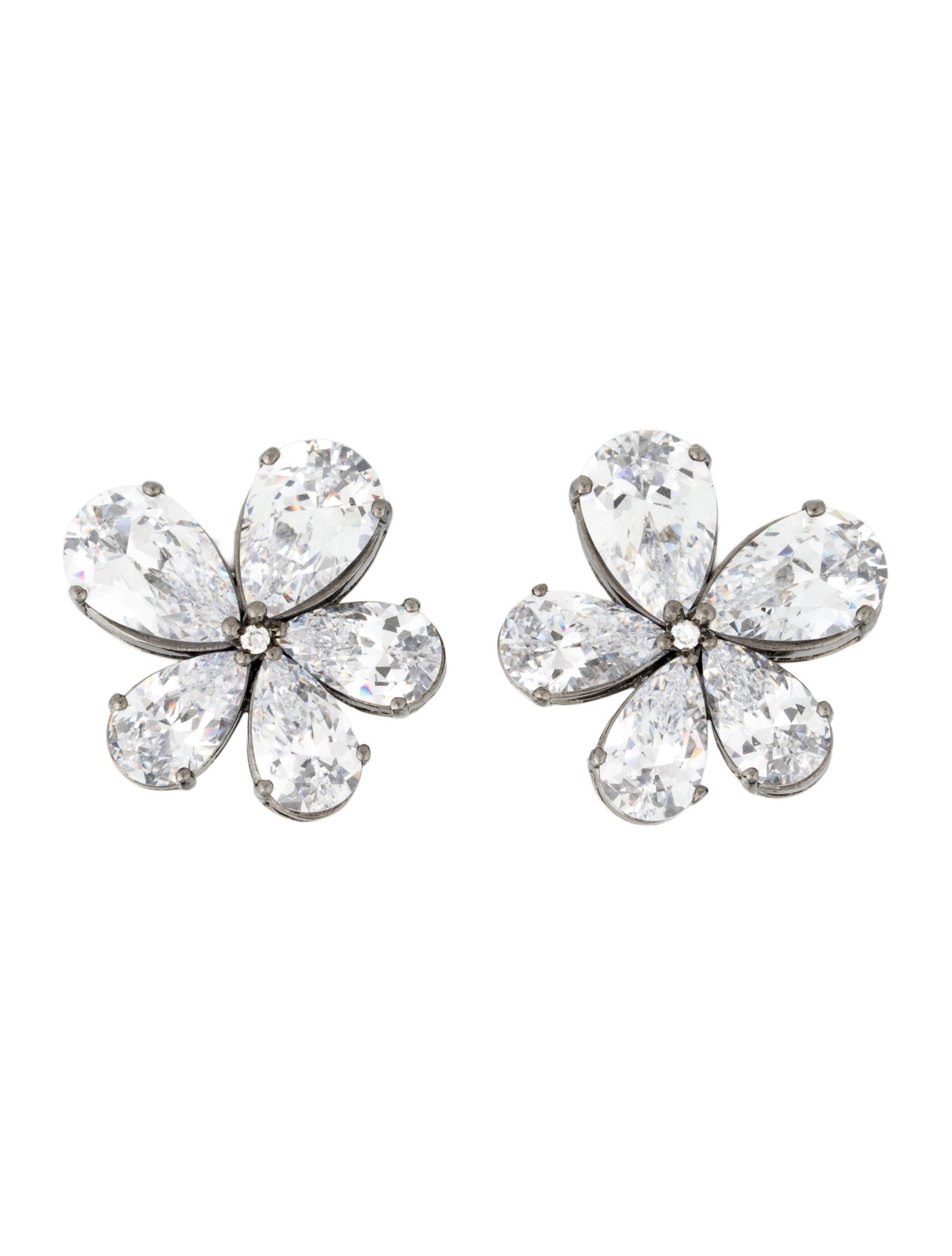 CZ by Kenneth Jay Lane Cubic Zirconia Flower Stud Earrings
