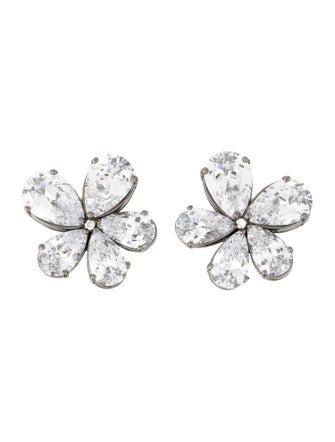 CZ by Kenneth Jay Lane Cubic Zirconia Flower Stud Earrings
