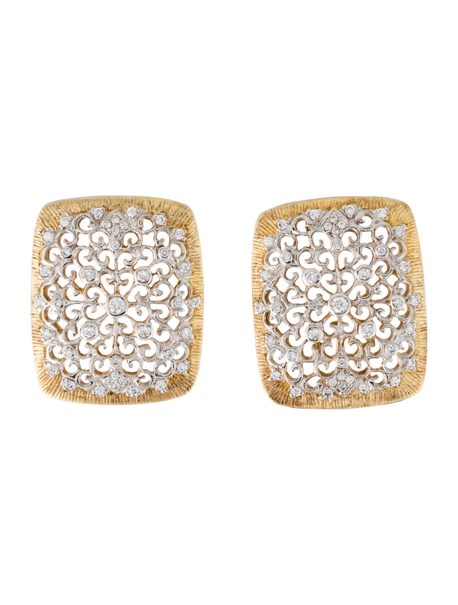 CZ by Kenneth Jay Lane Two-Tone Cubic Zirconia Square Clip-On Earrings