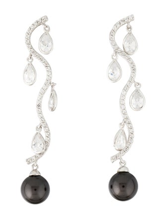 CZ by Kenneth Jay Lane Faux Pearl & Cubic Zirconia Drop Earrings
