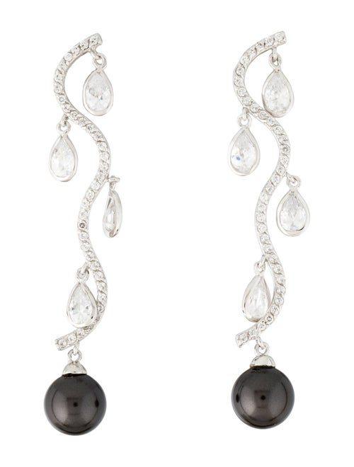 CZ by Kenneth Jay Lane Faux Pearl & Cubic Zirconia Drop Earrings