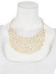 CZ by Kenneth Jay Lane Cubic Zirconia Marquis Leaves Bib Collar Necklace