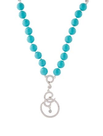 CZ by Kenneth Jay Lane CZ & Resin Pendant Beaded Necklace