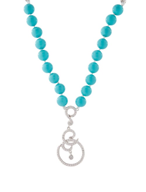 CZ by Kenneth Jay Lane CZ & Resin Pendant Beaded Necklace