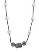 CZ by Kenneth Jay Lane Faux Pearl & Cubic Zirconia Station Necklace