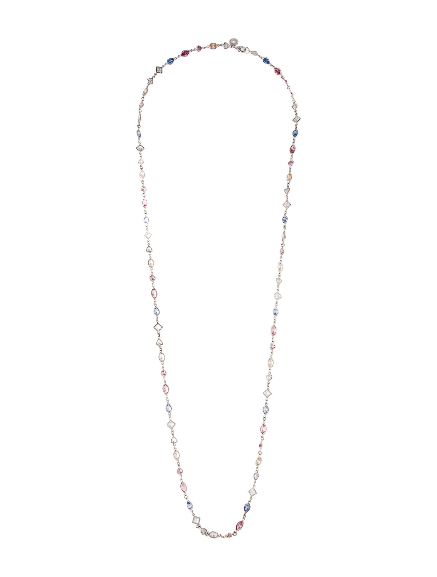 CZ by Kenneth Jay Lane Cubic Zirconia Multi Shape Station Necklace