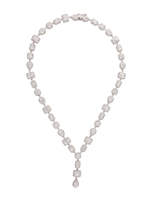 CZ by Kenneth Jay Lane Pave CZ Multi Shape Lavalier Necklace