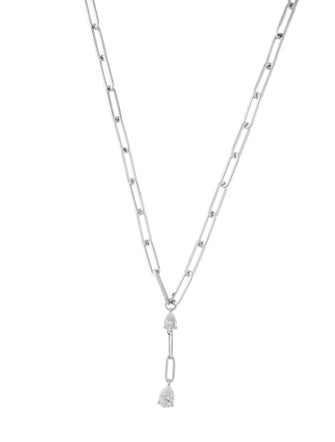 CZ by Kenneth Jay Lane Cubic Zirconia Teardrop Y Pendant Necklace