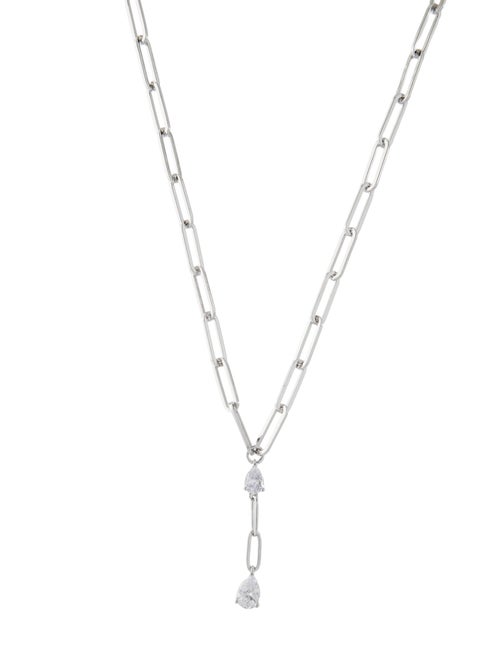 CZ by Kenneth Jay Lane Cubic Zirconia Teardrop Y Pendant Necklace
