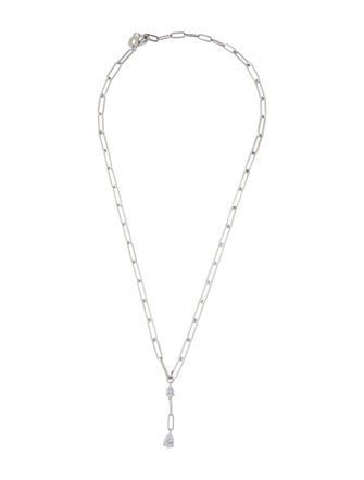 CZ by Kenneth Jay Lane Cubic Zirconia Teardrop Y Pendant Necklace