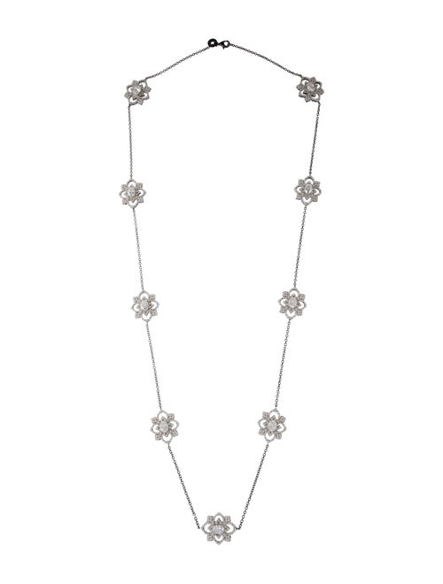 CZ by Kenneth Jay Lane Cubic Zirconia Flower Station Necklace