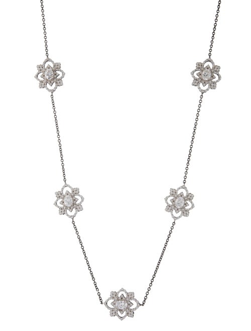 CZ by Kenneth Jay Lane Cubic Zirconia Flower Station Necklace