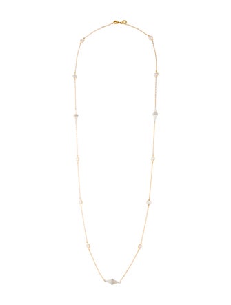 CZ by Kenneth Jay Lane Mother Of Pearl & Cubic Zirconia Station Necklace