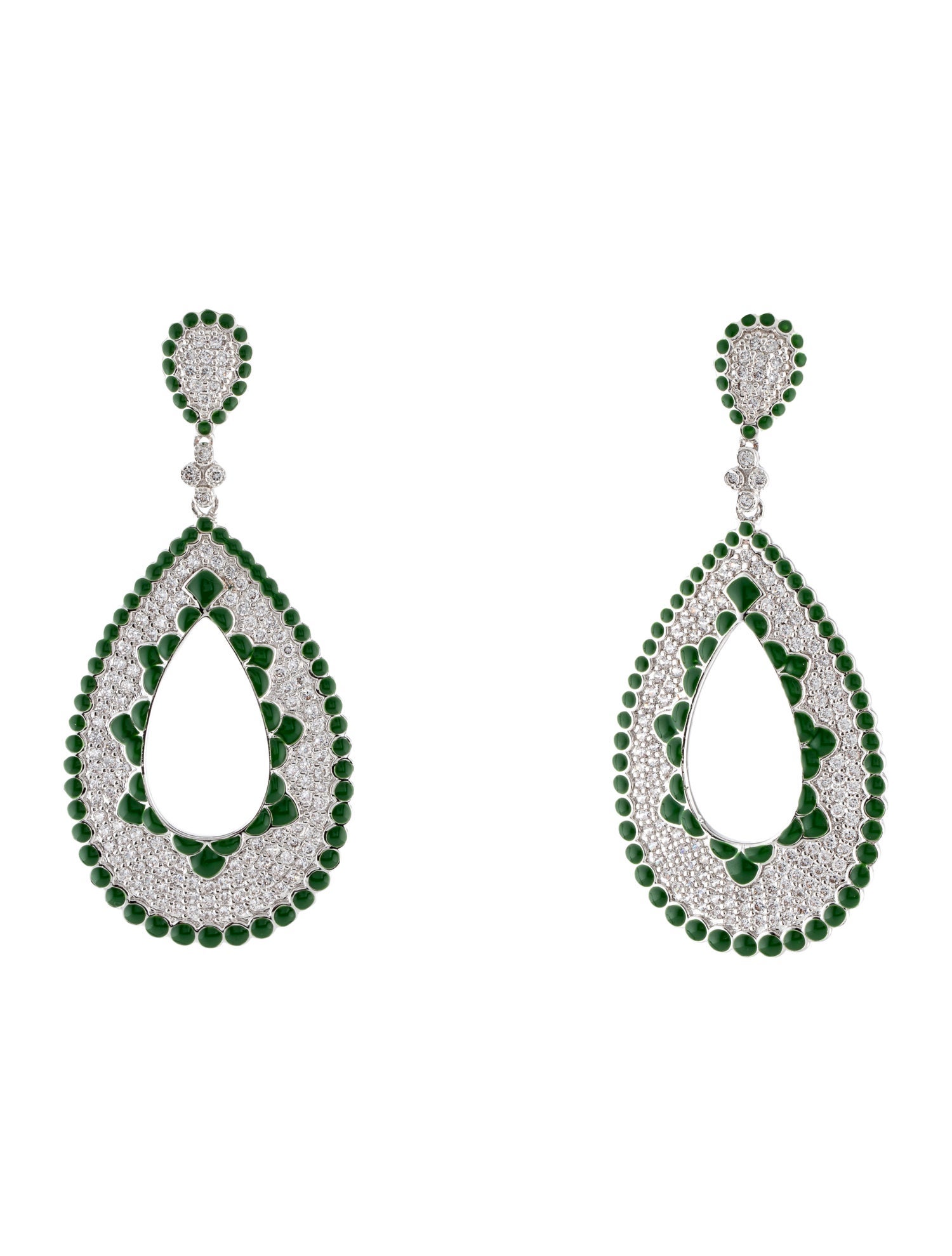 CZ by Kenneth Jay Lane Cubic Zirconia & Enamel Drop Earrings