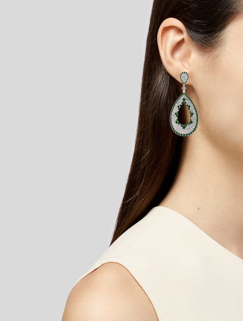 CZ by Kenneth Jay Lane Cubic Zirconia & Enamel Drop Earrings