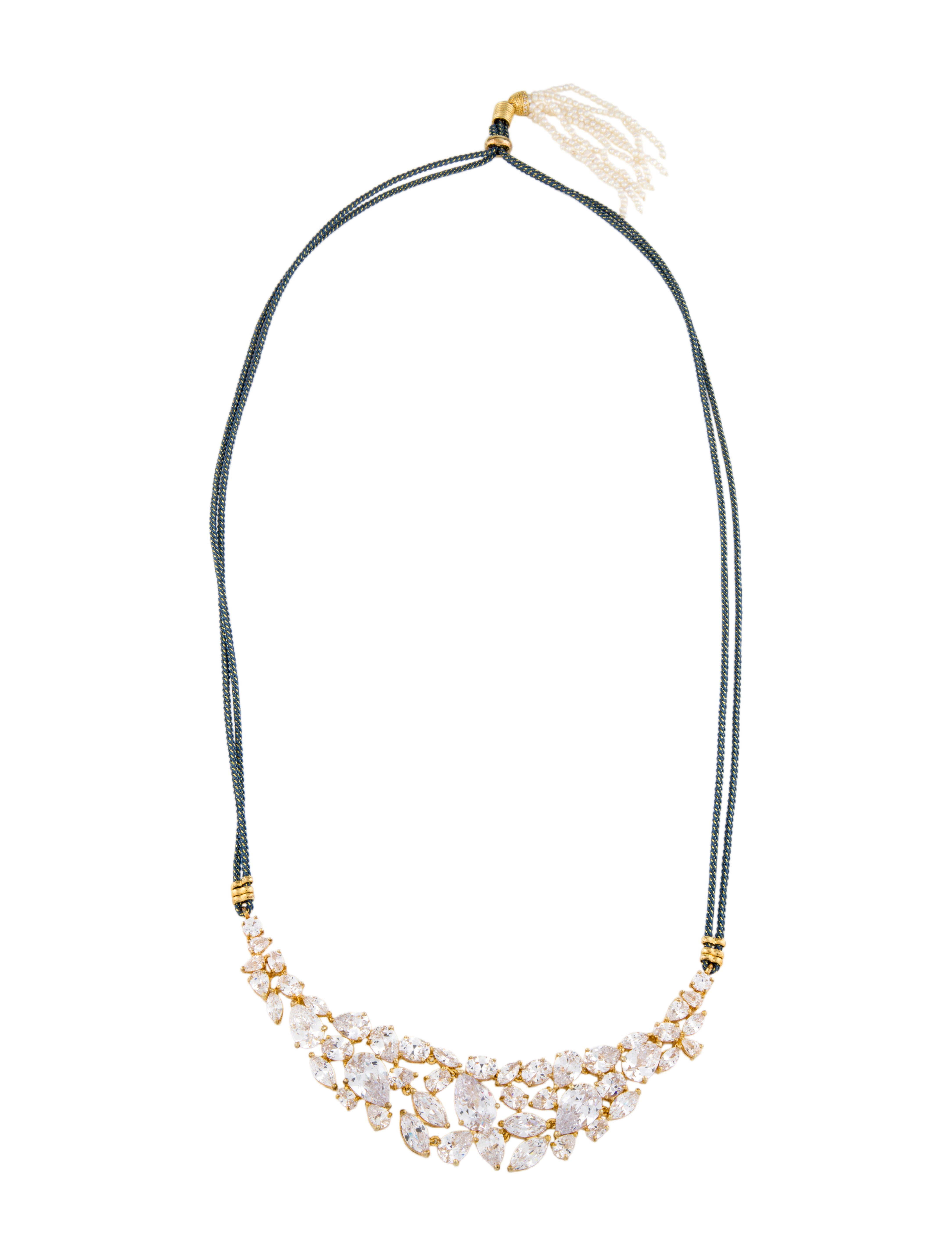 CZ by Kenneth Jay Lane Pearl & Cubic Zirconia Adjustable Collar Necklace