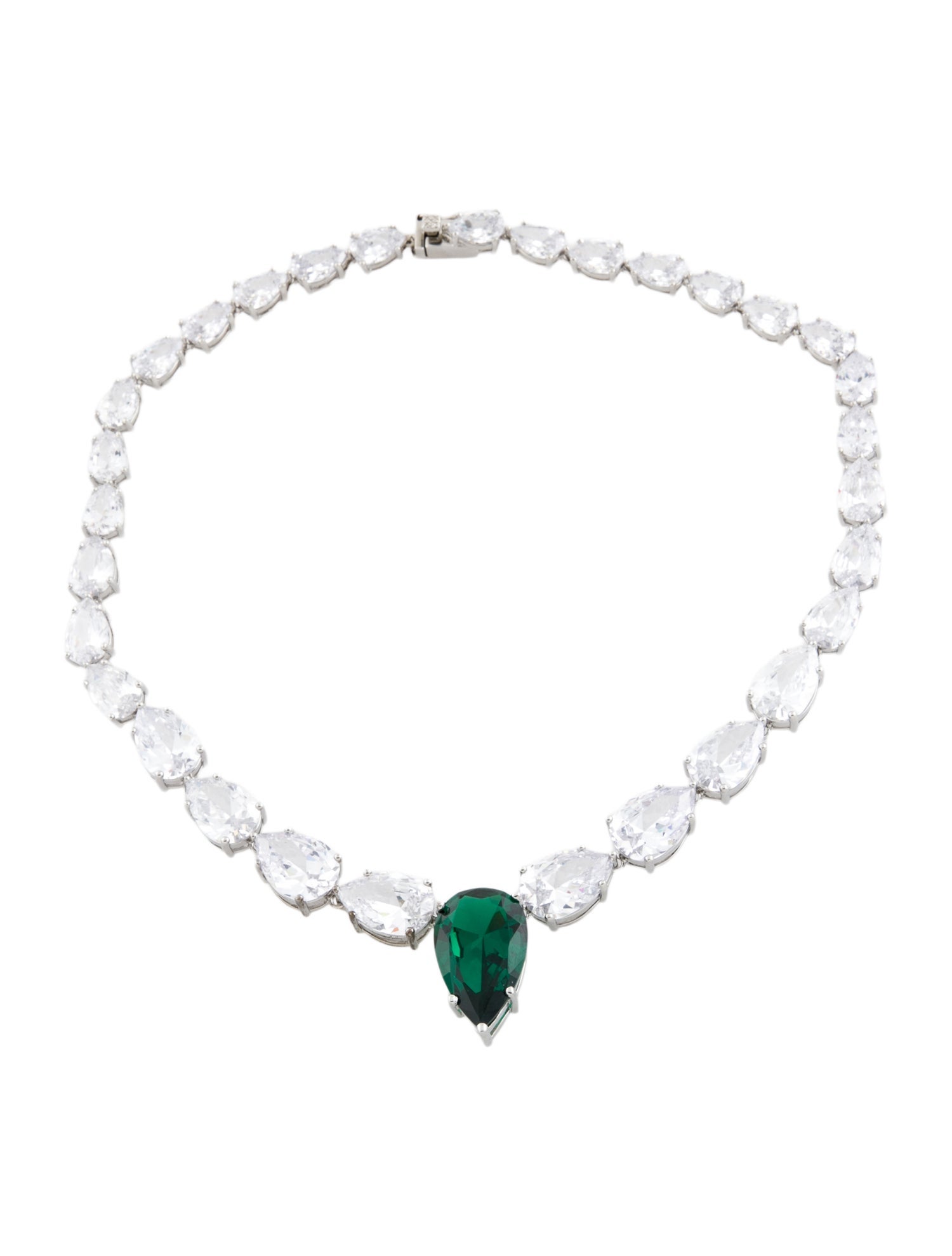 CZ by Kenneth Jay Lane Crystal Graduated Statement Pear Collar Necklace