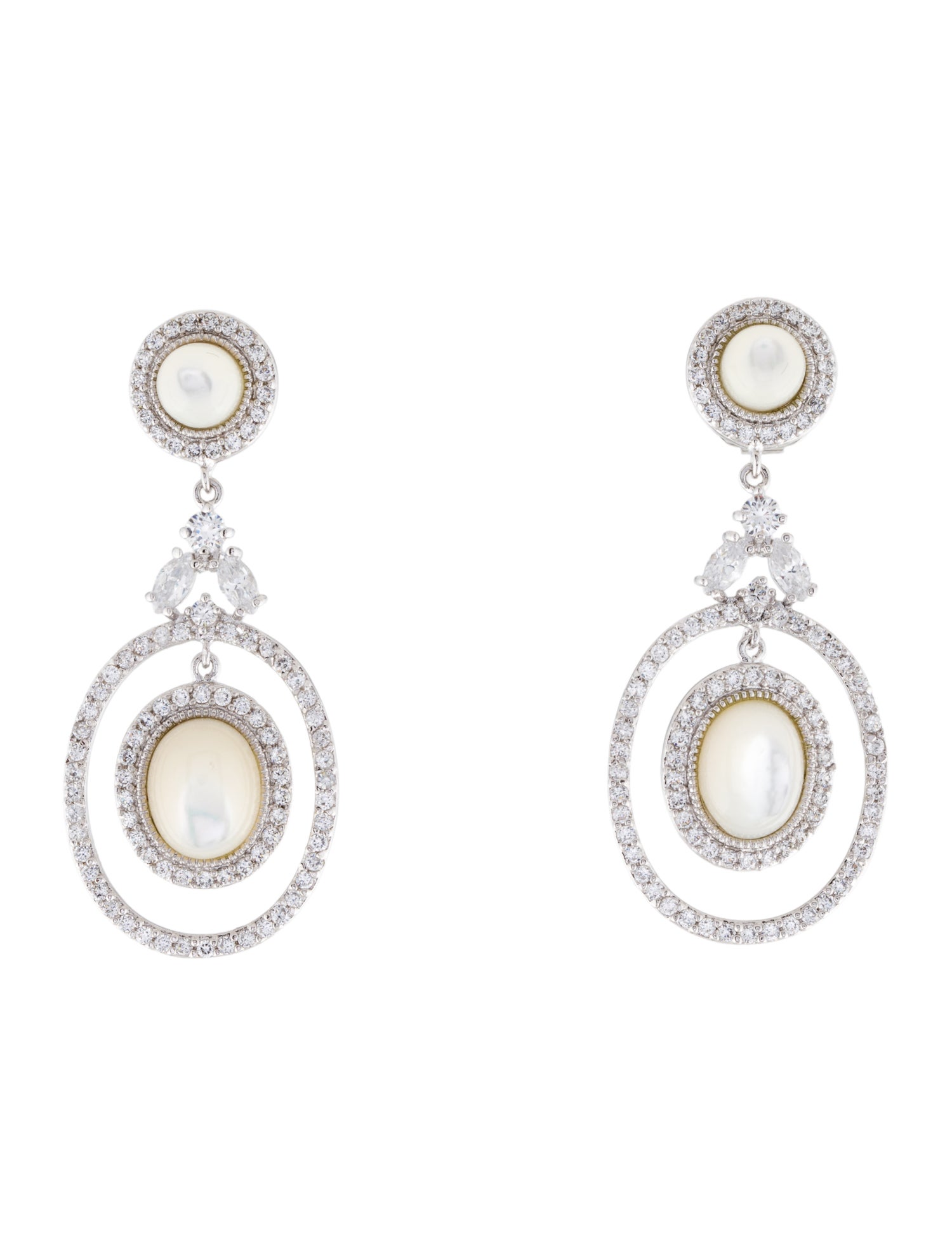 CZ by Kenneth Jay Lane Mother of Pearl & Cubic Zirconia Drop Earrings
