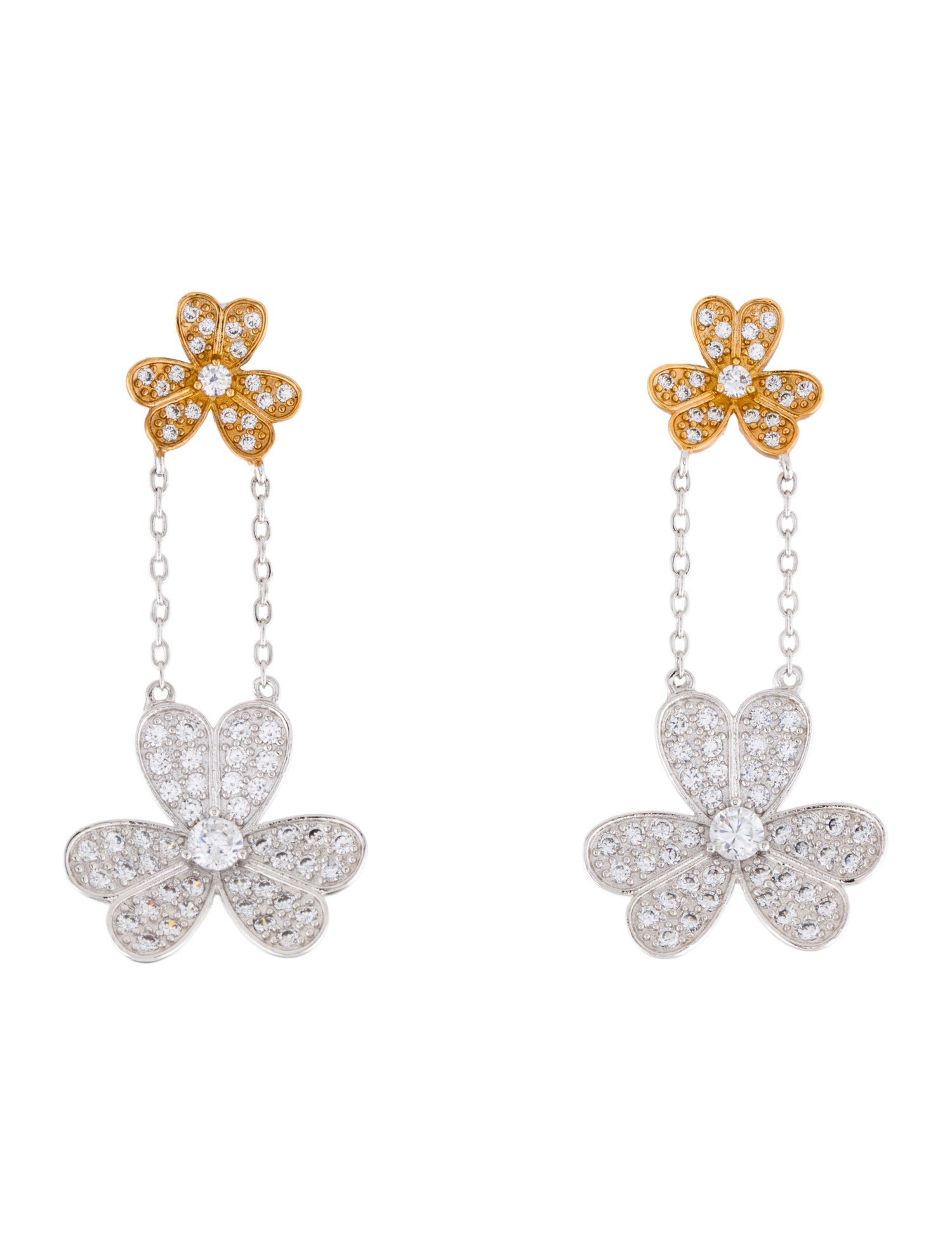 CZ by Kenneth Jay Lane Cubic Zirconia Flower Drop Earrings