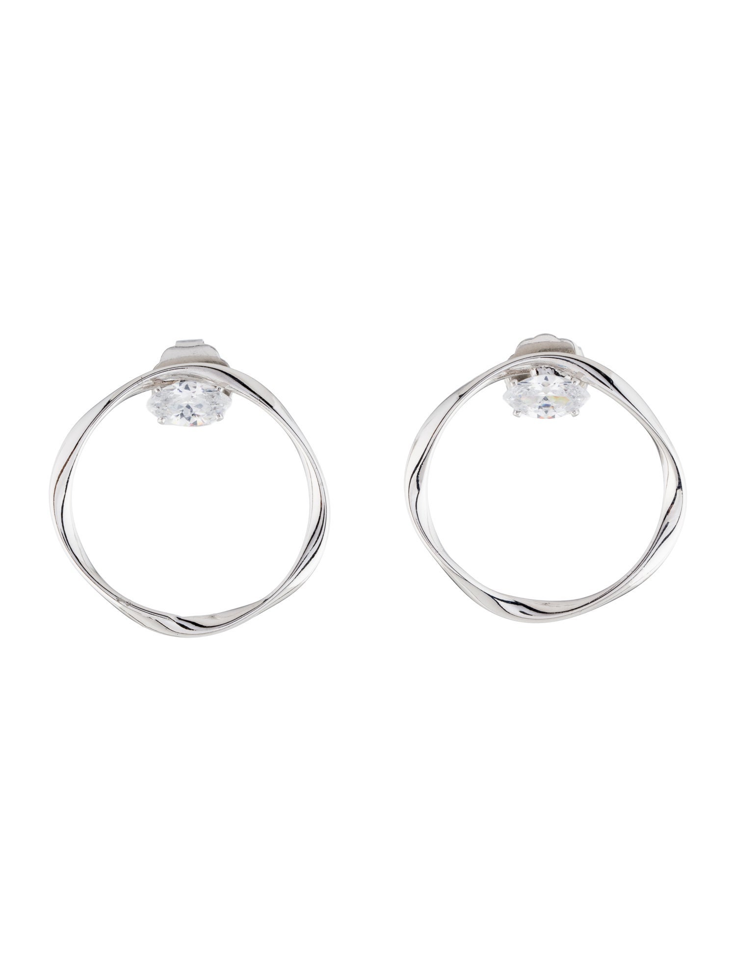 CZ by Kenneth Jay Lane Cubic Zirconia Hoop Stud Earrings
