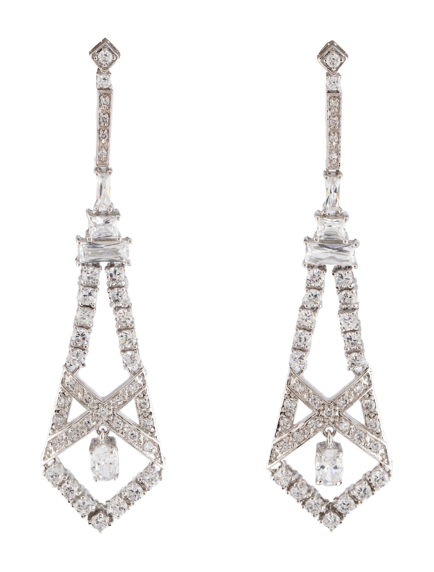 CZ by Kenneth Jay Lane Cz Deco Drop Earrings