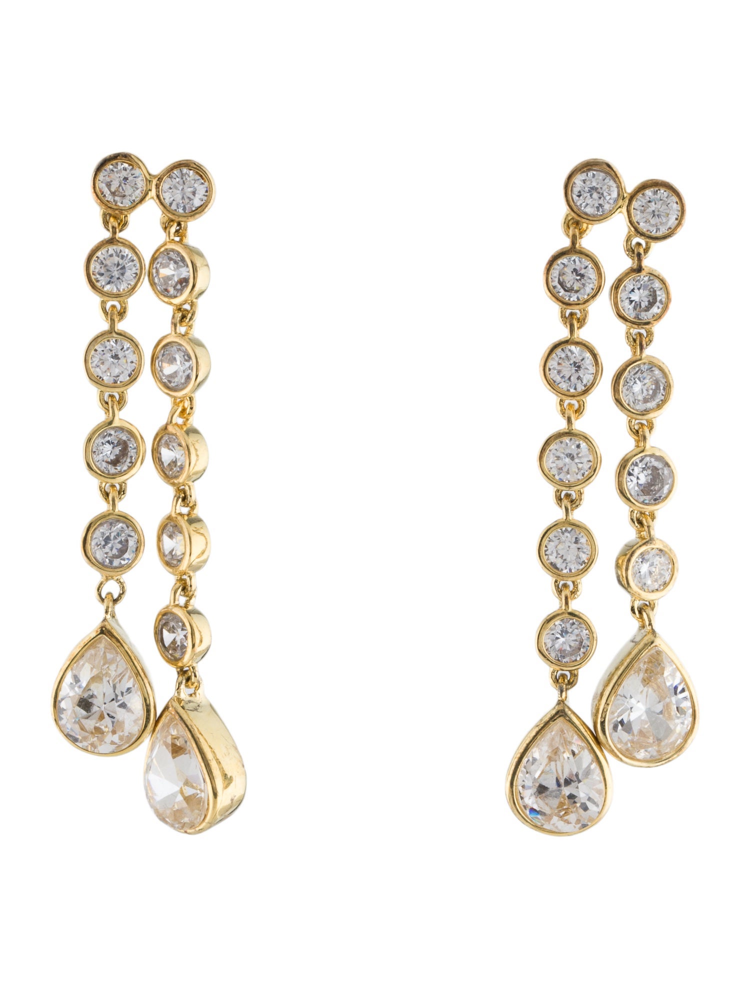 CZ by Kenneth Jay Lane Cubic Zirconia Double Drop Earrings