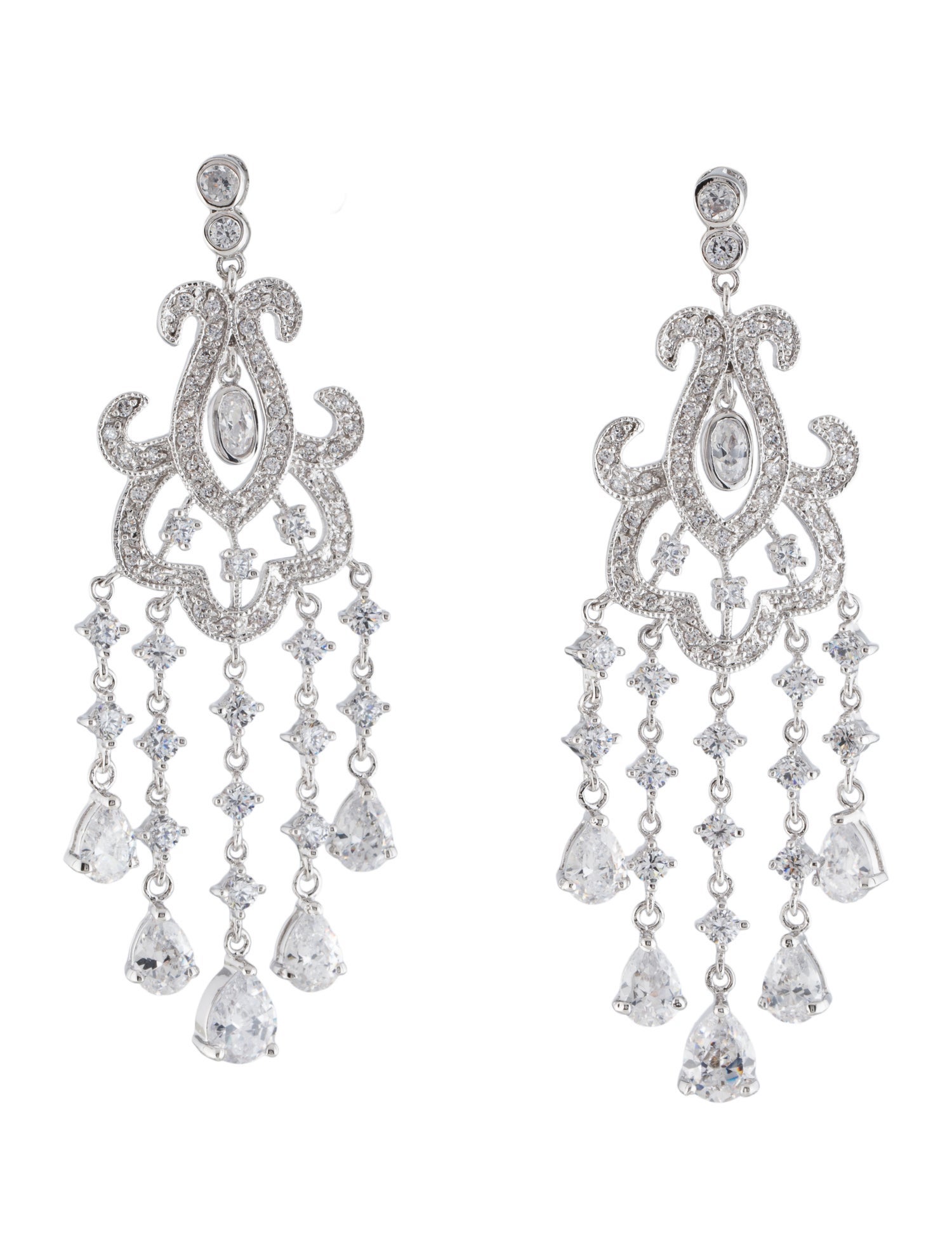 CZ by Kenneth Jay Lane Cubic Zirconia Art Deco Drop Earrings