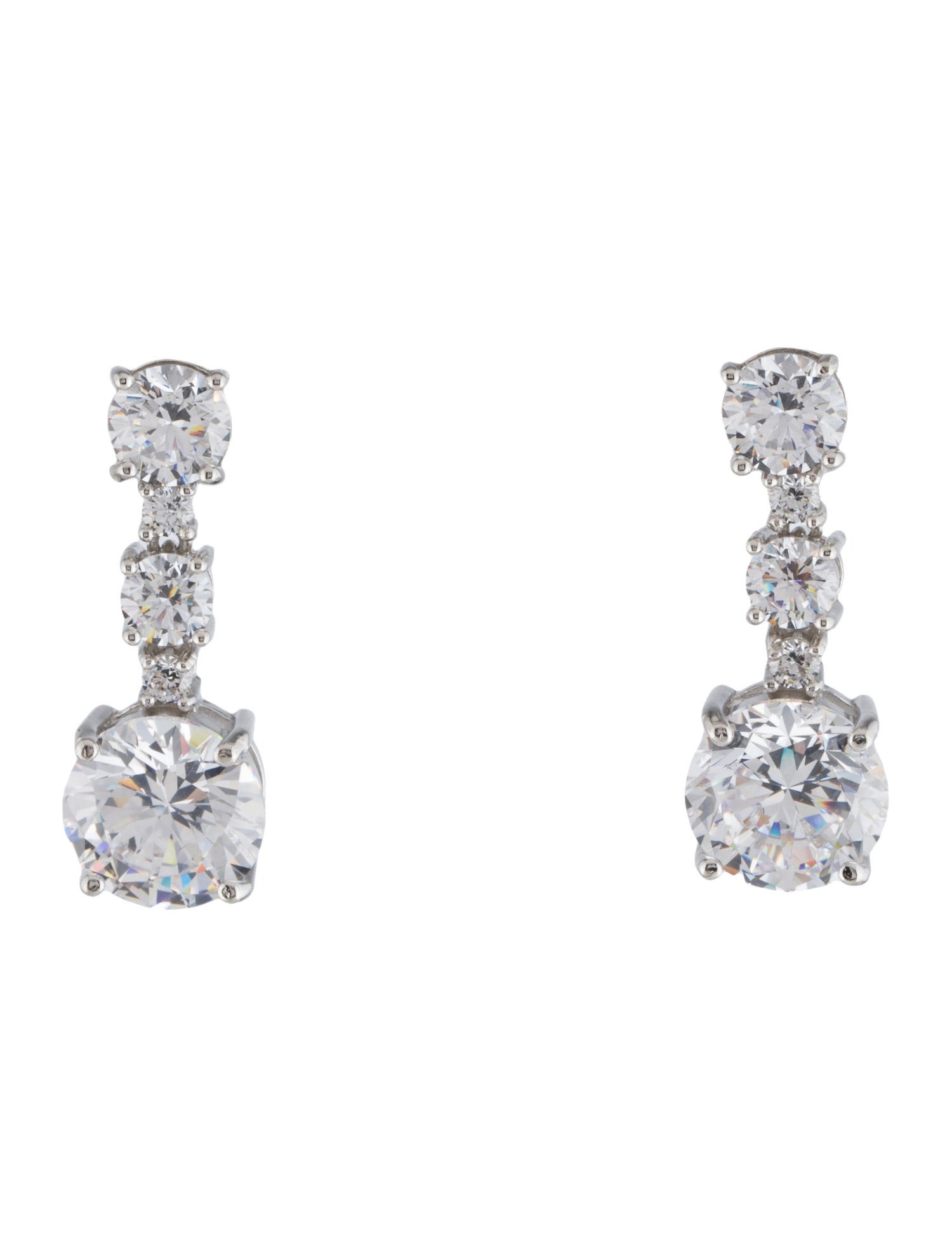 CZ by Kenneth Jay Lane Cubic Zirconia Triple Round Drop Earrings