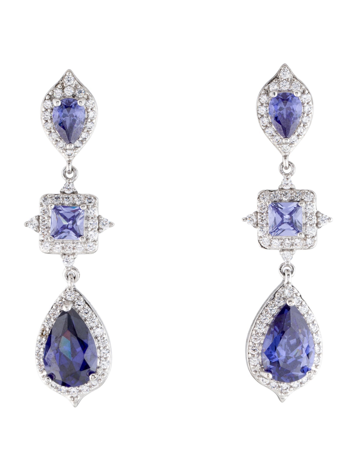 CZ by Kenneth Jay Lane Cubic Zirconia Triple Drop Earrings