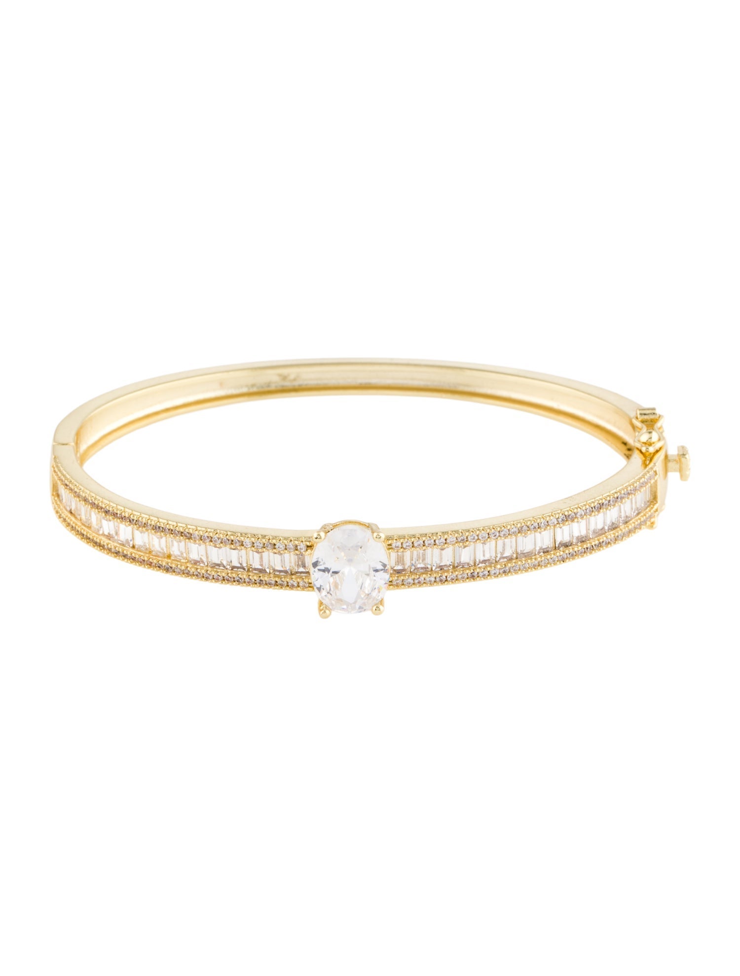 CZ by Kenneth Jay Lane Cubic Zirconia Hinge Bangle Bracelet