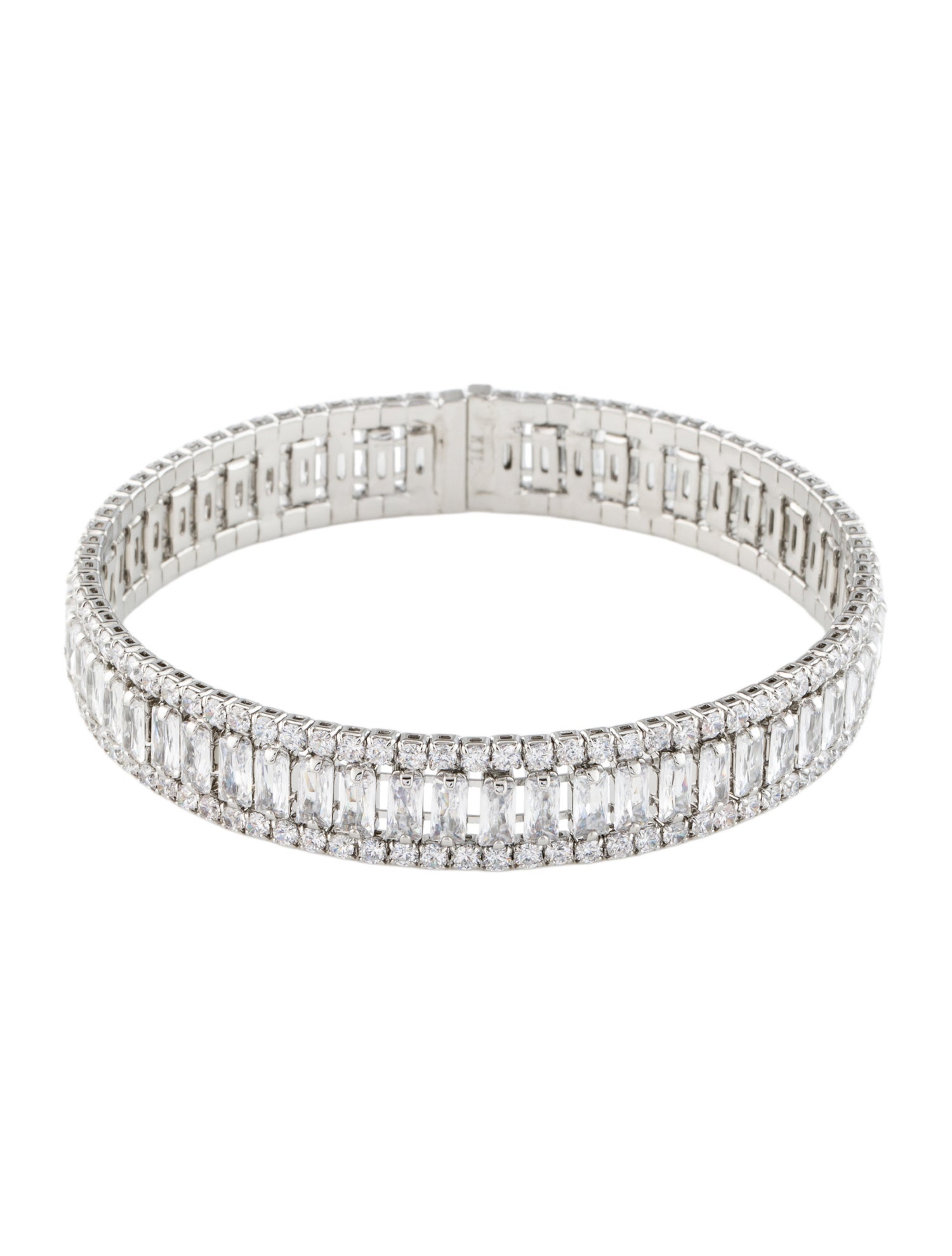 CZ by Kenneth Jay Lane Cubic Zirconia Overlay Cuff Bracelet