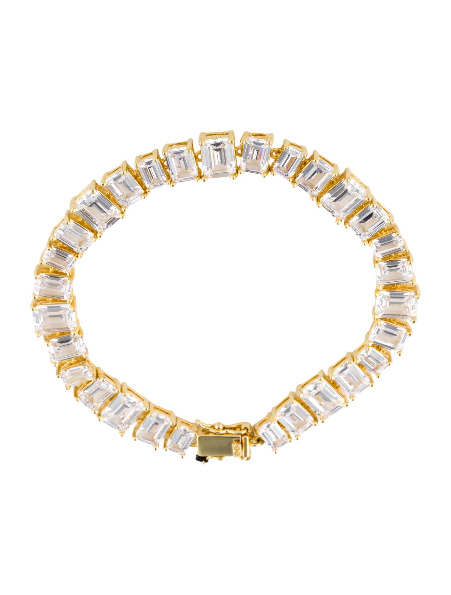 CZ by Kenneth Jay Lane Cubic Zirconia Alternating Emerald Link Bracelet