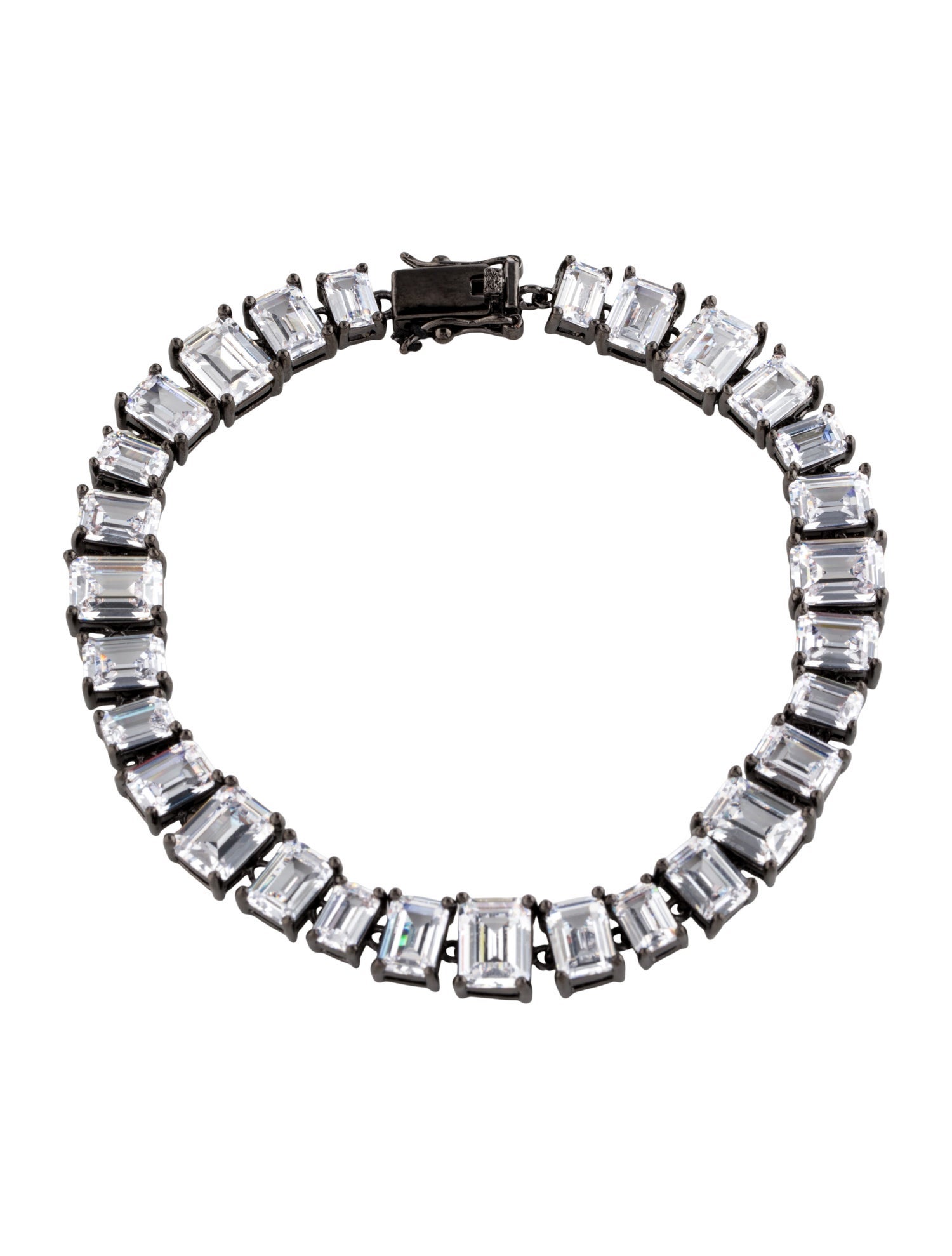 CZ by Kenneth Jay Lane Alternating Emerald CZ Link Bracelet