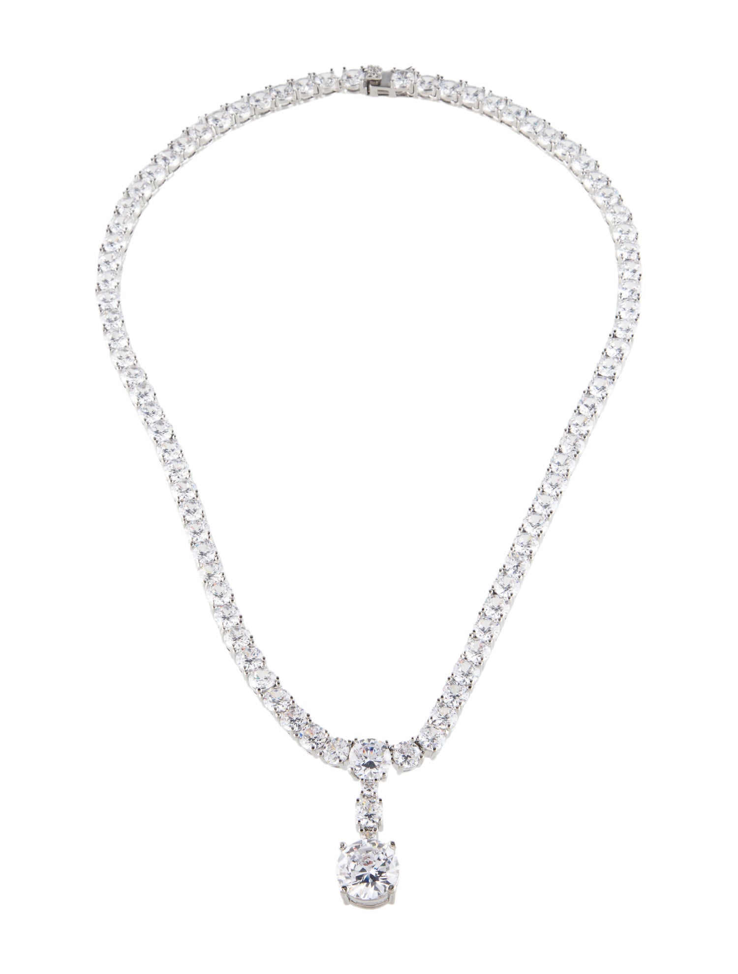CZ by Kenneth Jay Lane Round CZ Drop Lavalier Necklace