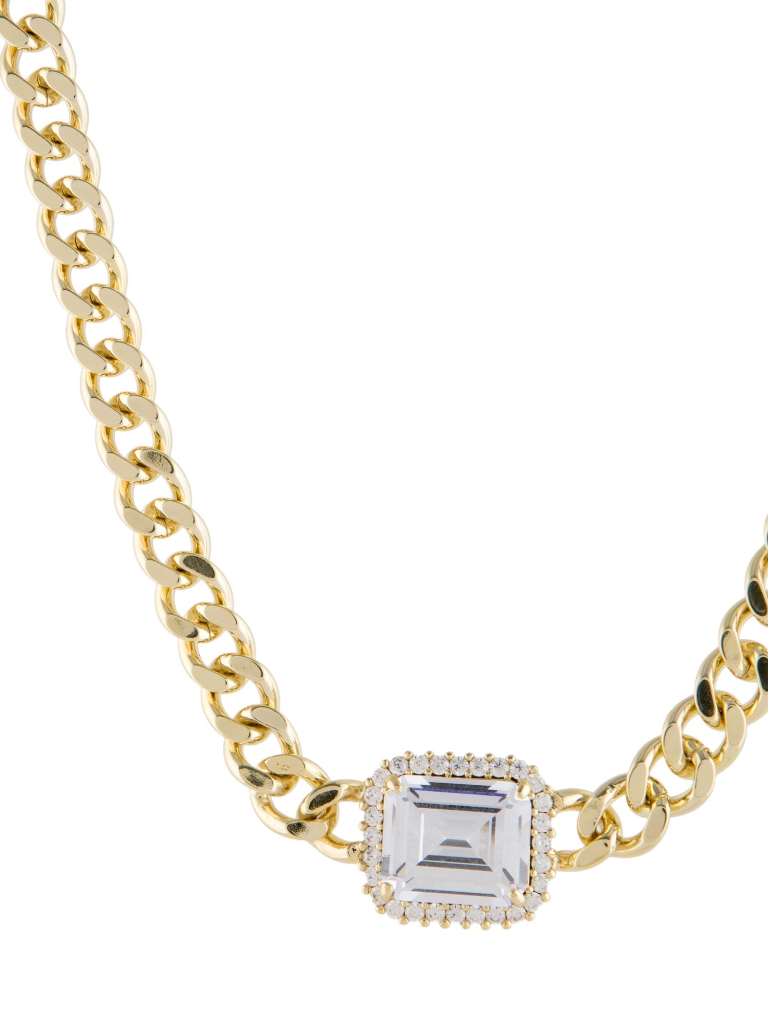 CZ by Kenneth Jay Lane Cubic Zirconia Emerald Chunky Chain Necklace