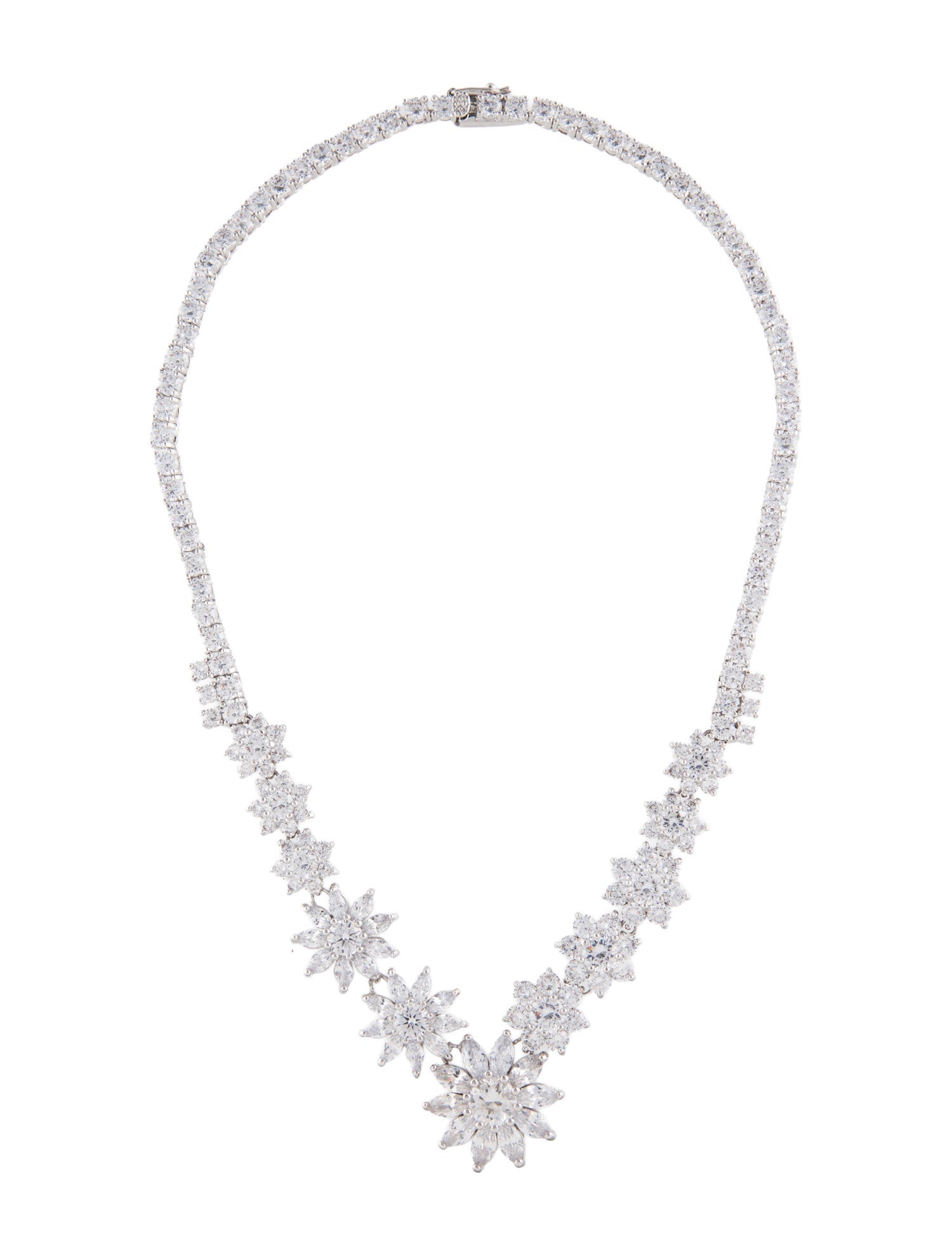 CZ by Kenneth Jay Lane Cubic Zirconia Floral Collar Necklace